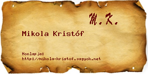 Mikola Kristóf névjegykártya